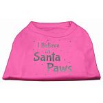 Screenprint Santa Paws Pet Shirt Bright Pink Lg