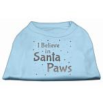 Screenprint Santa Paws Pet Shirt Baby Blue Lg