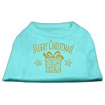 Golden Christmas Present Dog Shirt Aqua Lg