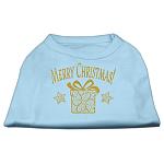 Golden Christmas Present Dog Shirt Baby Blue Lg