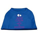 Keep Calm Screen Print Dog Shirt Blue Lg