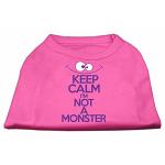 Keep Calm Screen Print Dog Shirt Bright Pink Lg