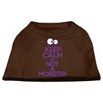 Keep Calm Screen Print Dog Shirt Brown Lg