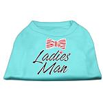 Ladies Man Screen Print Dog Shirt Aqua Lg