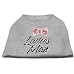 Ladies Man Screen Print Dog Shirt Grey Lg