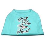 Well Bless Your Heart Screen Print Dog Shirt Aqua Lg