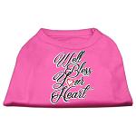 Well Bless Your Heart Screen Print Dog Shirt Bright Pink Lg