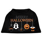 Merry Halloween Screen Print Dog Shirt Black Lg