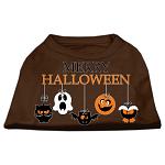 Merry Halloween Screen Print Dog Shirt Brown Lg