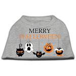 Merry Halloween Screen Print Dog Shirt Grey Lg