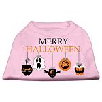 Merry Halloween Screen Print Dog Shirt Light Pink Lg