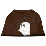 Sammy the Ghost Screen Print Dog Shirt Brown Lg