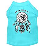 Free Spirit Screen Print Dog Shirt Aqua Sm