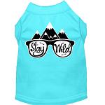 Stay Wild Screen Print Dog Shirt Aqua Lg