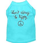 Be Hippy Screen Print Dog Shirt Aqua Lg