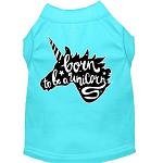 Born to be a Unicorn Screen Print Dog Shirt Aqua Lg