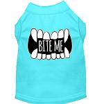 Bite Me Screen Print Dog Shirt Aqua Lg