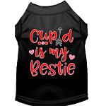 Cupid is my Bestie Screen Print Dog Shirt Black Lg