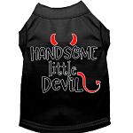 Handsome Little Devil Screen Print Dog Shirt Black Lg