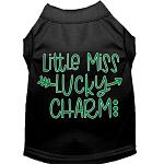 Little Miss Lucky Charm Screen Print Dog Shirt Black Lg