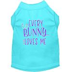 Every Bunny Loves me Screen Print Dog Shirt Aqua Lg