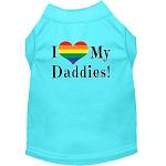 I heart my Daddies Screen Print Dog Shirt Aqua Lg