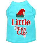 Little Elf Screen Print Dog Shirt Aqua Lg