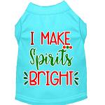 I Make Spirits Bright Screen Print Dog Shirt Aqua Lg