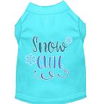 Snow Cute Screen Print Dog Shirt Aqua Lg