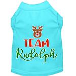 Team Rudolph Screen Print Dog Shirt Aqua Lg