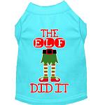 The Elf Did It Screen Print Dog Shirt Aqua Lg