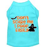 Don't Scare Me, Poops Easily Screen Print Dog Shirt Aqua Lg