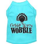 Gobble til You Wobble Screen Print Dog Shirt Aqua XL