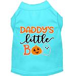 Daddy's Little Boo Screen Print Dog Shirt Aqua XL