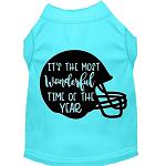 Most Wonderful Time of the Year (Football) Screen Print Dog Shirt Aqua Lg