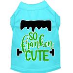 So Franken Cute Screen Print Dog Shirt Aqua Lg