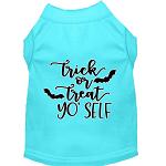 Trick or Treat Yo' Self Screen Print Dog Shirt Aqua Lg