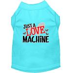 Love Machine Screen Print Dog Shirt Aqua Lg