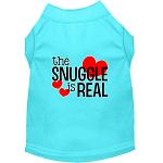 The Snuggle is Real Screen Print Dog Shirt Aqua Lg