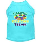 King Cake Taster Screen Print Mardi Gras Dog Shirt Aqua Lg