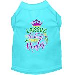 Laissez Les Bons Temps Rouler Screen Print Mardi Gras Dog Shirt Aqua Lg