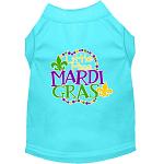 Miss Mardi Gras Screen Print Mardi Gras Dog Shirt Aqua Lg