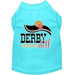 Derby Doll Screen Print Dog Shirt Aqua XL