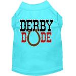 Derby Dude Screen Print Dog Shirt Aqua Lg