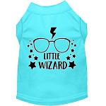 Little Wizard Screen Print Dog Shirt Aqua Lg