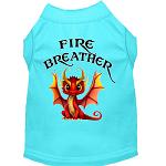 Fire Breather Dragon Screen Print Dog Shirt Aqua XS (8)