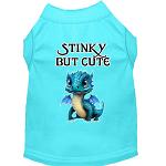 Stinky but Cute Dragon Screen Print Dog Shirt Aqua XS (8)