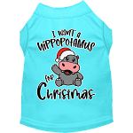 Hippo for Christmas Screen Print Dog Shirt Aqua Size XS