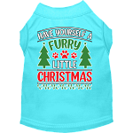 Furry Little Christmas Screen Print Dog Shirt Aqua Size XS