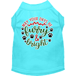 Furry and Bright Screen Print Dog Shirt Aqua Size XS